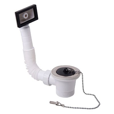 PILETTA IN PP LAVELLI INOX FORO DIAMETRO 60,CONTROPPOPIENO,TAPPO E CATENELLA 1.1/2