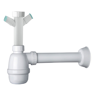 SIFONE IN PP A BOTTIGLIA 1 BACINO D.11/2''x40mm ATTACCHI LAVATRICE/LAVASTOVIGLIE
